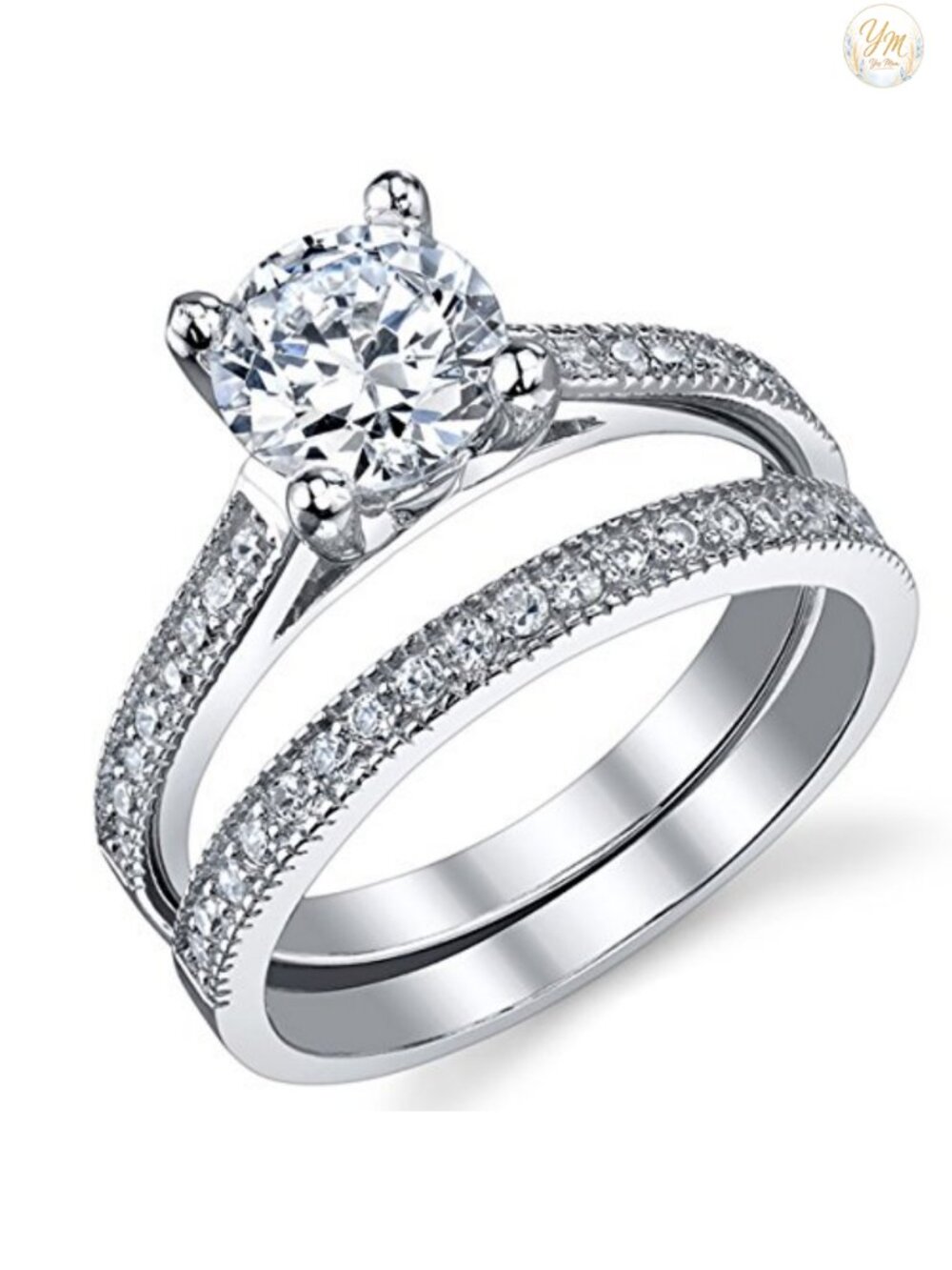 1.25 CT CZ Sterling Silver Engagement Ring Wedding Band Bridal Set